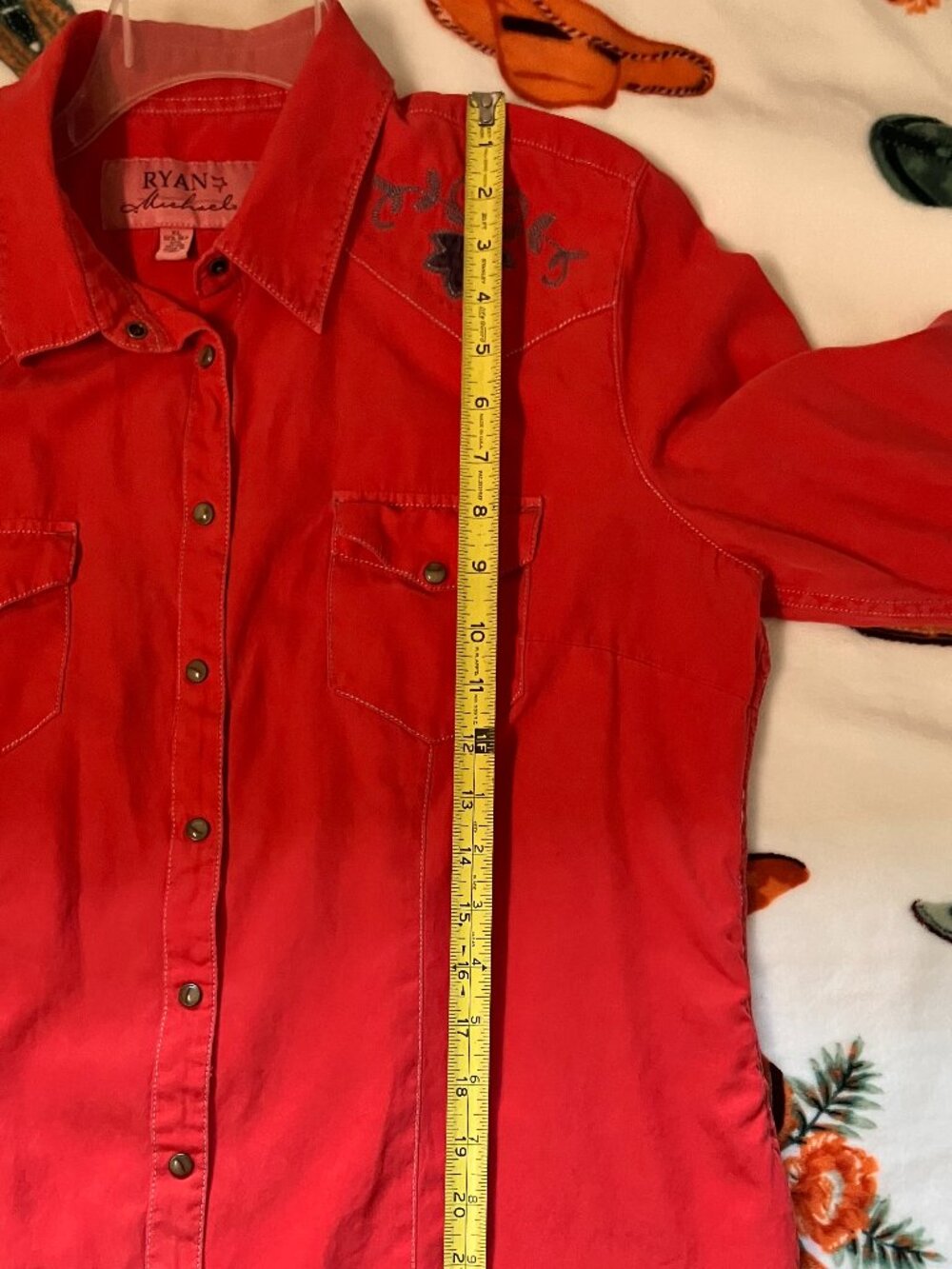 Ryan Michael Silk Blend Red Western Shirt XL - Picture 10 of 13